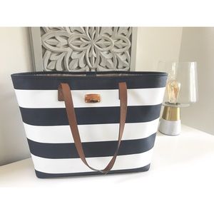 MICHAEL KORS STRIPED JET SET TRAVEL TOTE